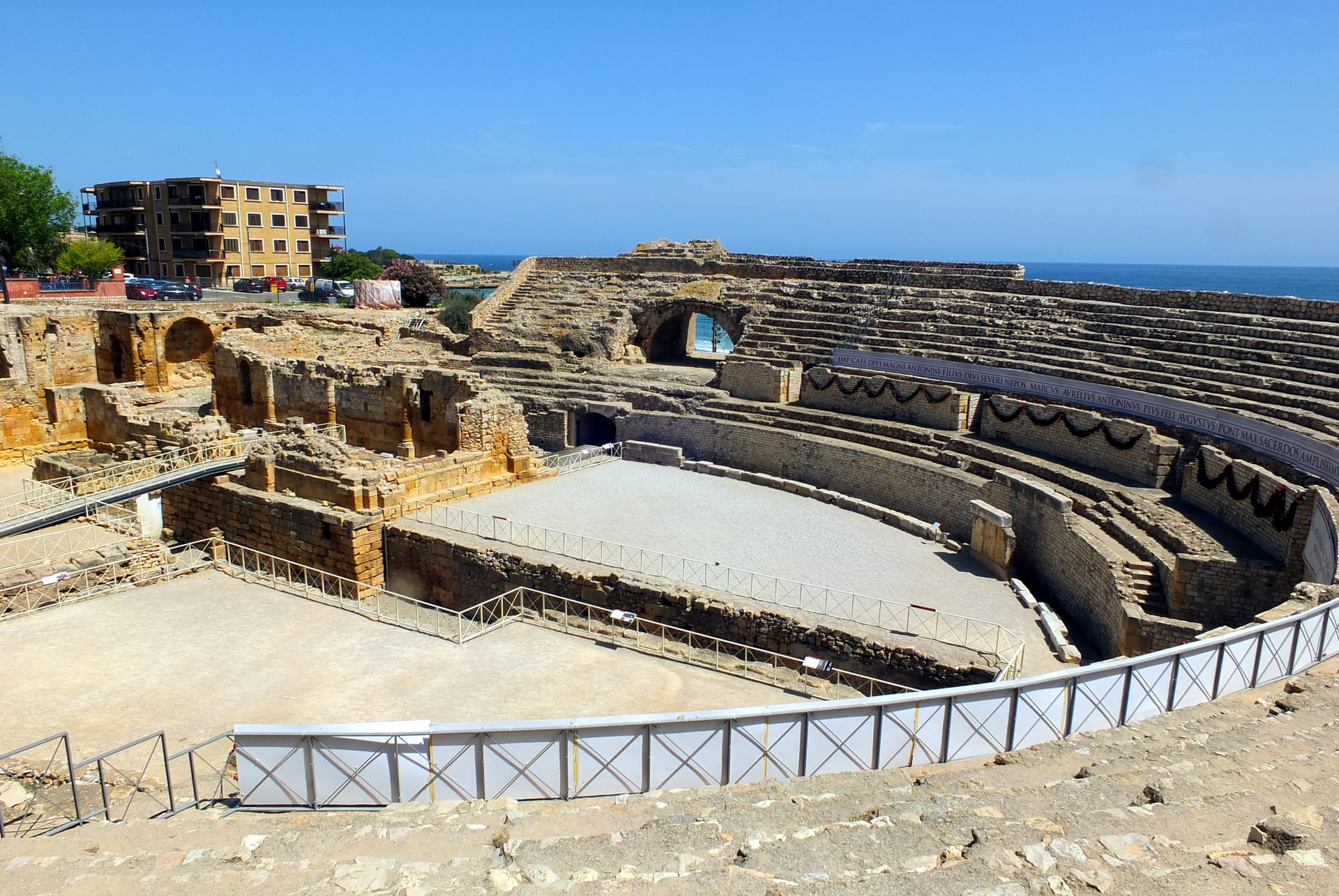 Roman amphitheatre of Tarragona beside the sea